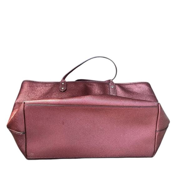 Coach Metallic Burgundy City Tote Women's Bag - Picture 9 of 12